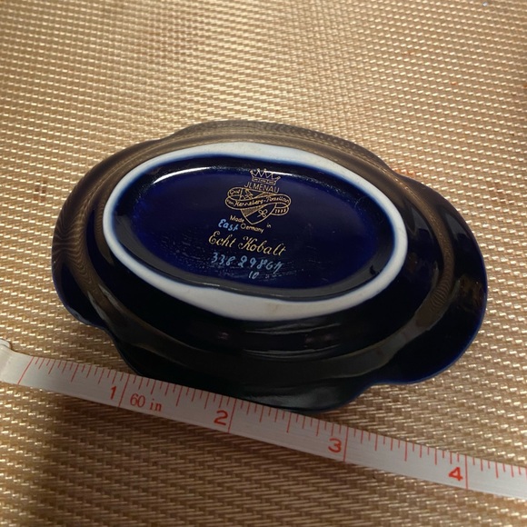 2 JLMENAU - ECHT KOBALT TRINKET dishes, one on pedestal. Beautiful. Vintage - Picture 3 of 7